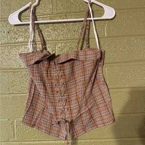 Plaid Brown Corset Top
